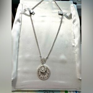 Silver and rhinestone three pendant necklace.